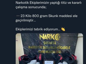 Sakarya’da 23 Kilo 800 Gram Skunk Ele Geçirildi