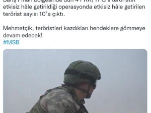 Msb: “Barış Pınarı Bölgesinde Dünkü Operasyonda Etkisiz Hale Getirilen Terörist Sayısı 10’a Çıktı”