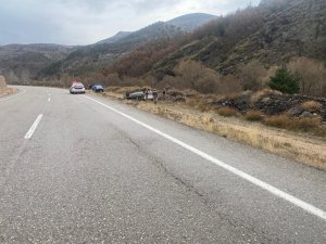 Virajı Alamayan Kamyonet Şarampole Devrildi: 1 Yaralı