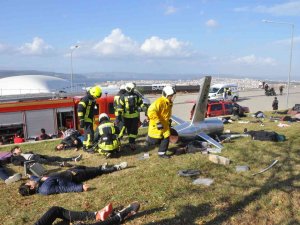 Çanakkale’de Uçak Kazası Tatbikatı Gerçekleştirildi