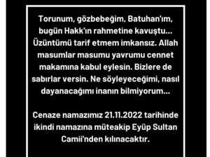 Abdurrahim Albayrak’tan Avm Düşerek Hayatını Kaybeden Torunuyla İlgili Paylaşım