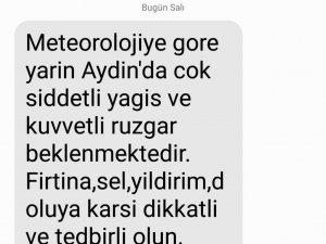 Afad Aydınlıları Cep Telefonlarına Gönderdiği Mesaj İle Uyardı