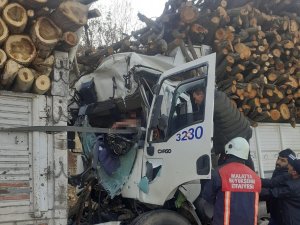 Odun Yüklü İki Kamyon Çarpıştı: 1 Yaralı