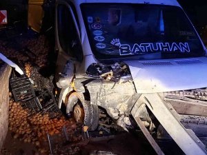 Minibüs Duvara Çarptı, Kiviler Yola Saçıldı: 1 Yaralı