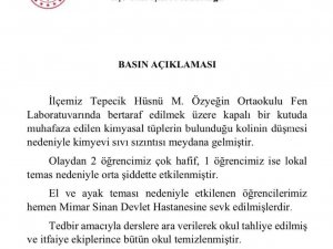 Laboratuvarda Kırılan Deney Tüpü Nedeniyle Yaralanan 3 Öğrenci Hakkında Açıklama