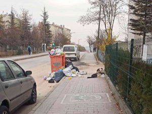 Odunpazarı’nda Konteynerden Taşan Çöpler Kaldırımı Kapladı