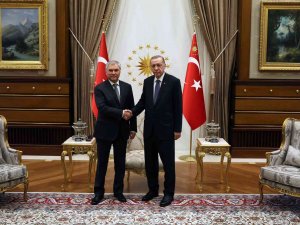 Cumhurbaşkanı Erdoğan, Cumhurbaşkanlığı Külliyesi’nde Rusya Federasyonu Federal Meclisi Devlet Duması Başkanı Vyacheslav Volodin’i Kabul Etti.