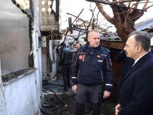 Vali Kızılkaya Bir Kişinin Hayatını Kaybettiği Yangın Bölgesinde İnceleme Yaptı