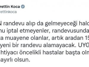 Bakan Koca Duyurdu: Mhrs’den Randevu Alıp Gelmeyenlere 15 Gün Yeni Randevu Yok