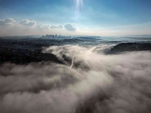 Sis Bulutları Başakşehir Ve Sazlıdere Gölü Çevresinde Kartpostallık Kareler Oluşturdu