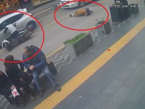 Motosikletin Kadına Çarpma Anı Kamerada