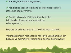 2/b Ve Hazine’ye Ait Tarım Arazilerinin Hak Sahiplerine Satışına İlişkin Başvurular İçin Son Tarih 31 Aralık
