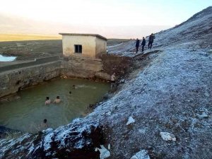 Bitlis’te Buz Gibi Havada Kaplıca Keyfi
