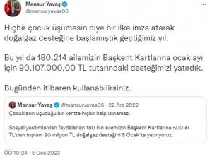 Ankara Büyükşehir’den 180 Bin Aileye Doğal Gaz Desteği