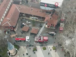 Bursa’da Tarihi Çarşıda Çıkan Yangın Havadan Görüntülendi