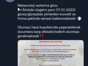 Valilik Kuvvetli Fırtına İçin Uyardı