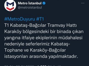 Beyoğlu’nda Bulunan Bir Kilisede Çıkan Yangın Nedeniyle Kabataş-bağcılar Tramvay Hattı Seferleri Durduruldu