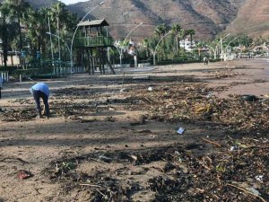 Sağanak Sonrası İ̇çmeler Sahili Ağaç Parçalarıyla Doldu