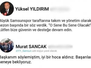 Ads Başkanı Sancak’tan Samsunspor Başkanı Yıldırım’a: