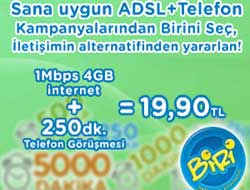 ADSL +Telefon birarada, tek fiyata!