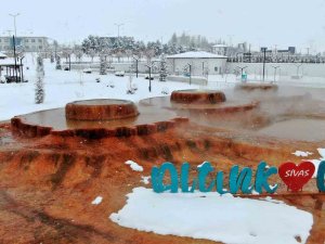 Atınkale Travertenleri Kar Manzarasıyla Büyüledi