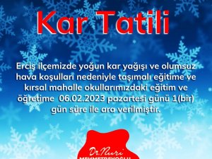 Erciş’te Eğitime Kar Tatili