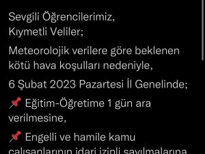 Sakarya’da Okullar Tatil Edildi