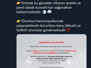 Sakarya İçin Kuvvetli Kar Uyarısı