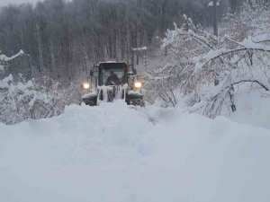 Düzce’de Kar Köy Yollarını Kapattı