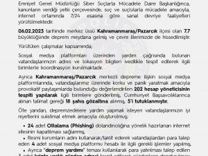 Egm: “Yardımsever Vatandaşlarımızın İyi Niyetini Suistimal Etmek İsteyen İnternet Sitelerinin Kapatılması Sağlandı”