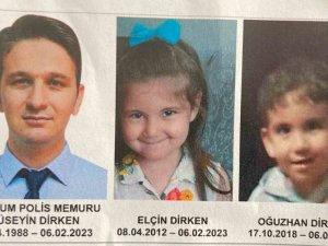 Depremde Hayatını Kaybeden Polis Baba Ve 2 Çocuğuna Acı Veda