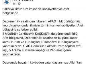 Sakarya’dan Bin 219 Kişi Felaket Bölgesinde Görev Yapıyor