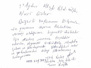 Deprem Bölgesinden, Başkan Güler’e Anlamlı Mesaj