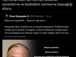 Tbf’den Selçuk Yaşar İçin Taziye Mesajı