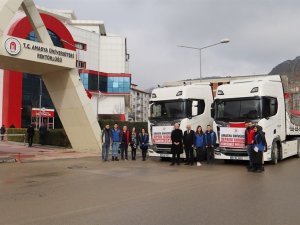 Amasya Üniversitesi’nden Deprem Bölgesine 2 Tır Yardım Malzemesi Desteği