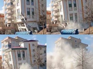 Kahramanmaraş’ta Deprem Anında Yaşanan Panikle Bir Binanın Yıkılması Anbean Kamerada