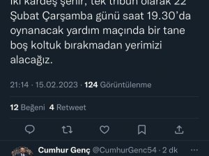 Sakaryaspor Kulübü Başkanı Cumhur Genç: “Acımız Ortak”