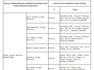 Depremde Zarar Gören Vergi Dairelerinin Geçici Hizmet Yerleri