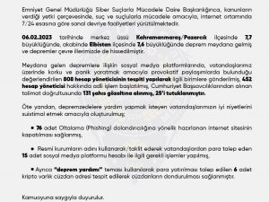 Sosyal Medyada Depremle İlgili Provokatif Paylaşımlarda Bulunan 25 Kişi Tutuklandı