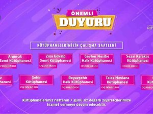 Büyükşehir Kütüphaneleri’nde Yeni Saat Düzenlemesi