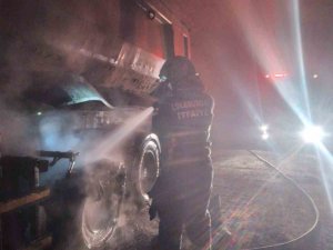 Kırklareli’nde Hafriyat Kamyonu Alev Aldı