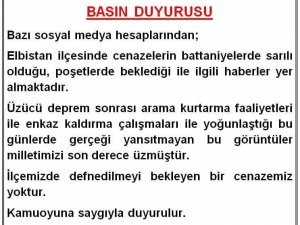 Elbistan Kaymakamlığı: "İ̇lçemizde Defnedilmeyi Bekleyen Bir Cenazemiz Yoktur"