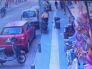 Kilis’ De Temizlik İşçisinin Başına Düşen Sıva Güvenlik Kameralarına Yansıdı