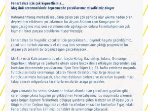 Fenerbahçe’den Depremzede Çocuklara Moral Desteği