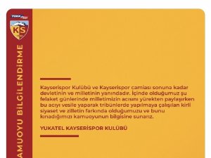 Kayserispor’dan Açıklama: "Kayserispor Camiası Sonuna Kadar Devletinin Ve Milletinin Yanındadır"