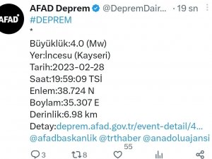 Kayseri İkinci Kez Sallandı