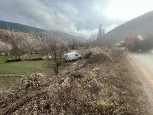 Yoldan Çıkan Minibüs Tarlaya Uçtu