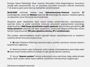 Sosyal Medya Platformlarında Depreme İlişkin Provokatif Paylaşımlarda Bulunan 29 Kişi Tutuklandı