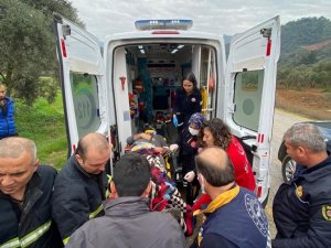 Ters Dönen Paletli İş Makinesinde Sıkışan Sürücü Yaralandı