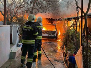 Milas’ta Araç Yangını